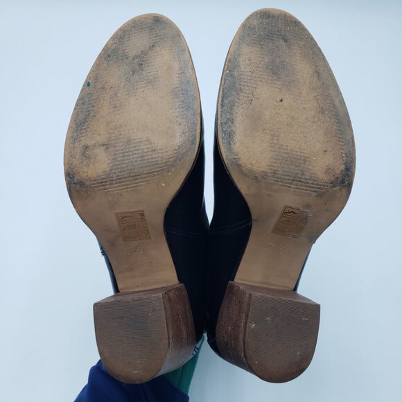 Madewell Regan Chelsea Bootie Boots 7.5 Womens Leather Ankle Block Heels Black - Picture 7 of 10